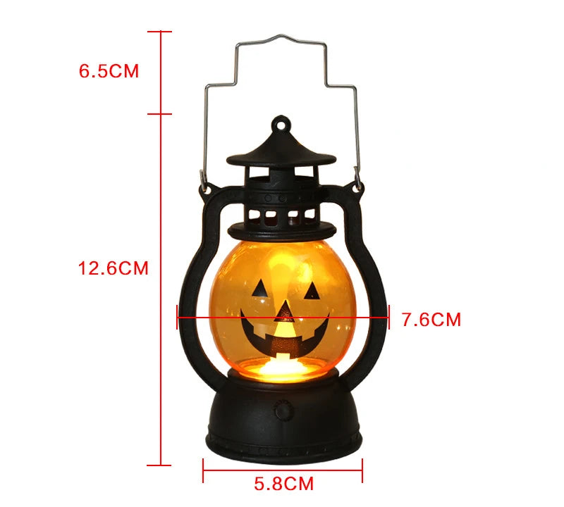 GlowFright Lanterne Citrouille LED Halloween Vintage Déco Intérieur Extérieur