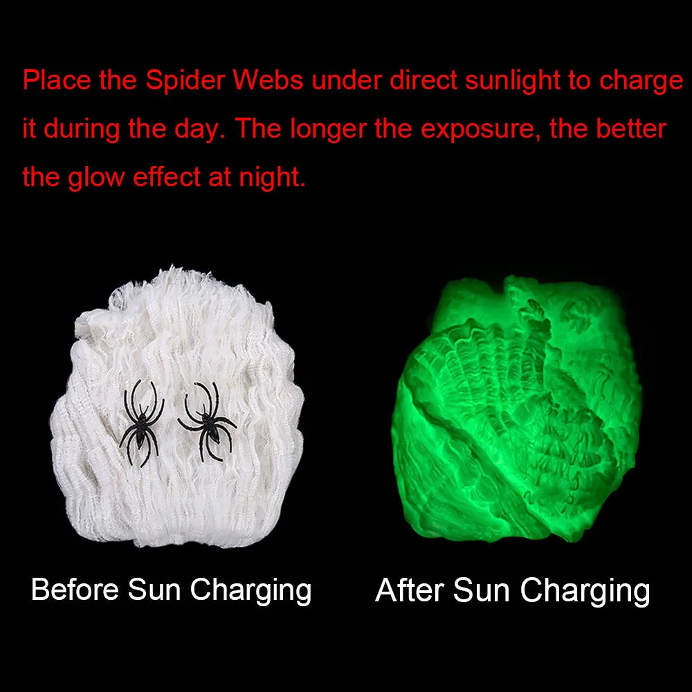 Glowing Spider Web Halloween – Fluorescent Outdoor Decoration