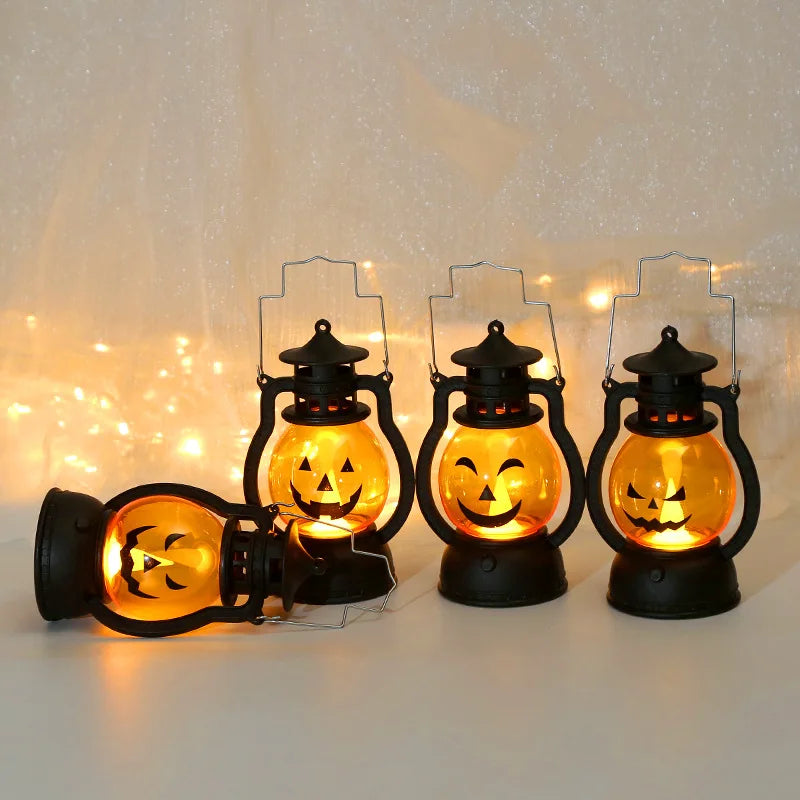 GlowFright Lanterne Citrouille LED Halloween Vintage Déco Intérieur Extérieur