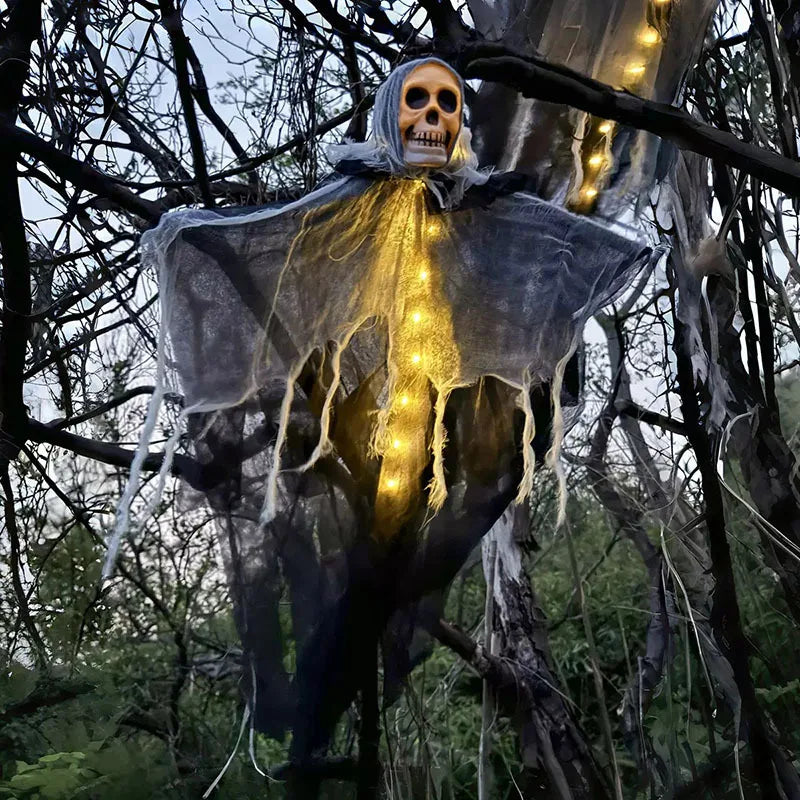 Fantôme Squelette Suspendu Halloween – Déco Lumineuse Intérieur & Extérieur