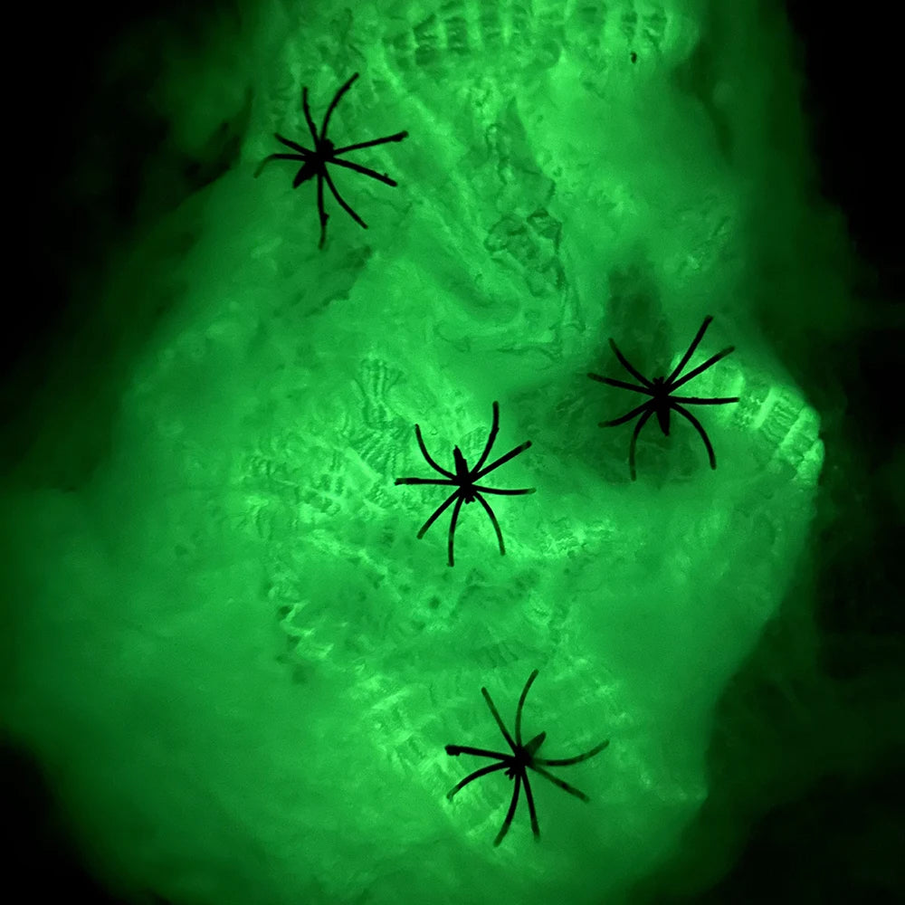 Glowing Spider Web Halloween – Fluorescent Outdoor Decoration