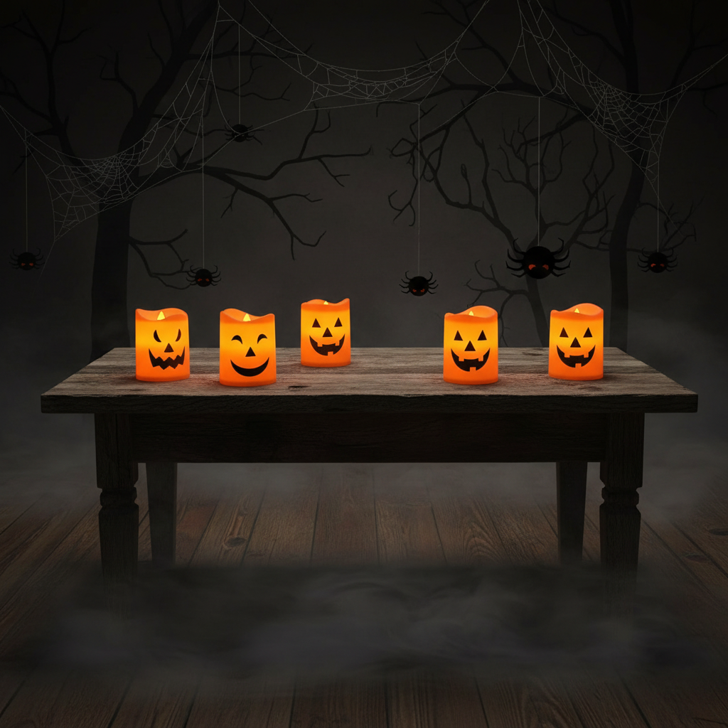 LED Flameless Halloween Candles – Pumpkin, Skull & Ghost