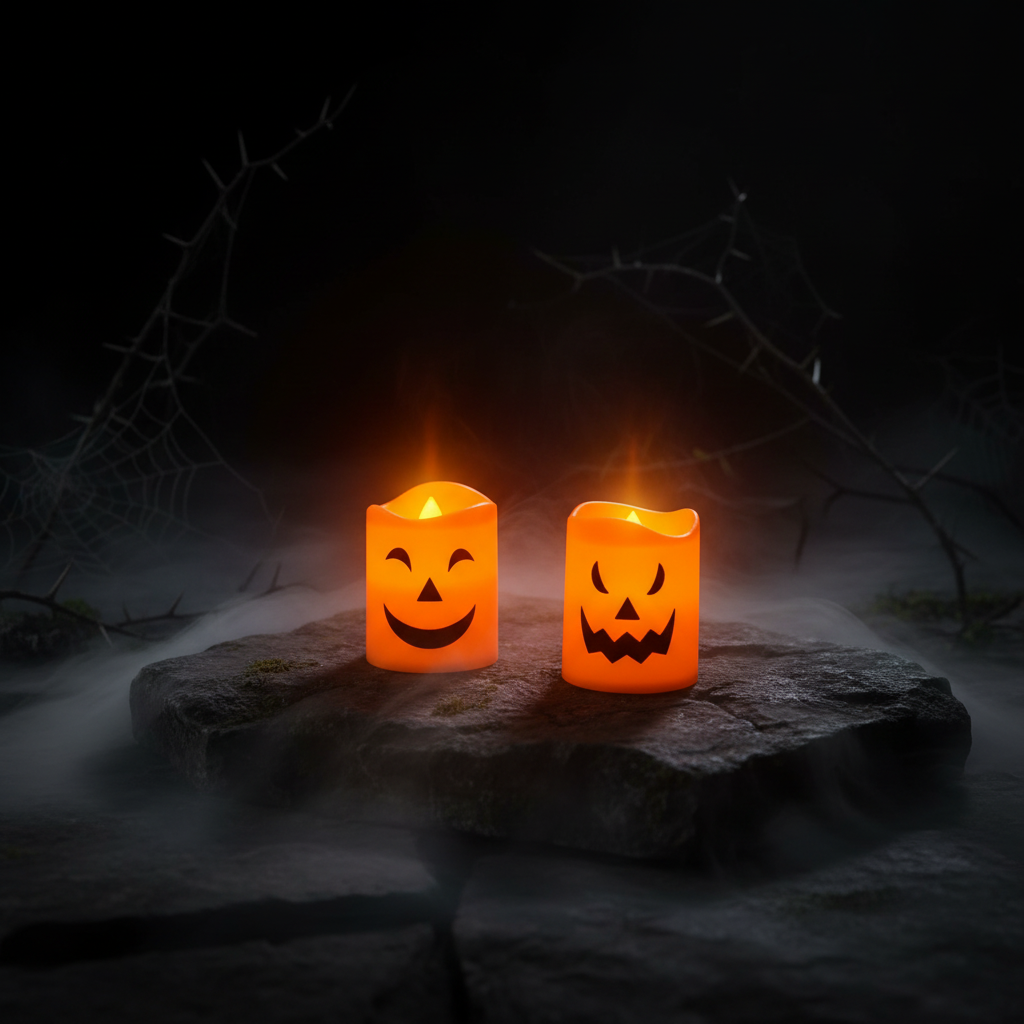 LED Flameless Halloween Candles – Pumpkin, Skull & Ghost