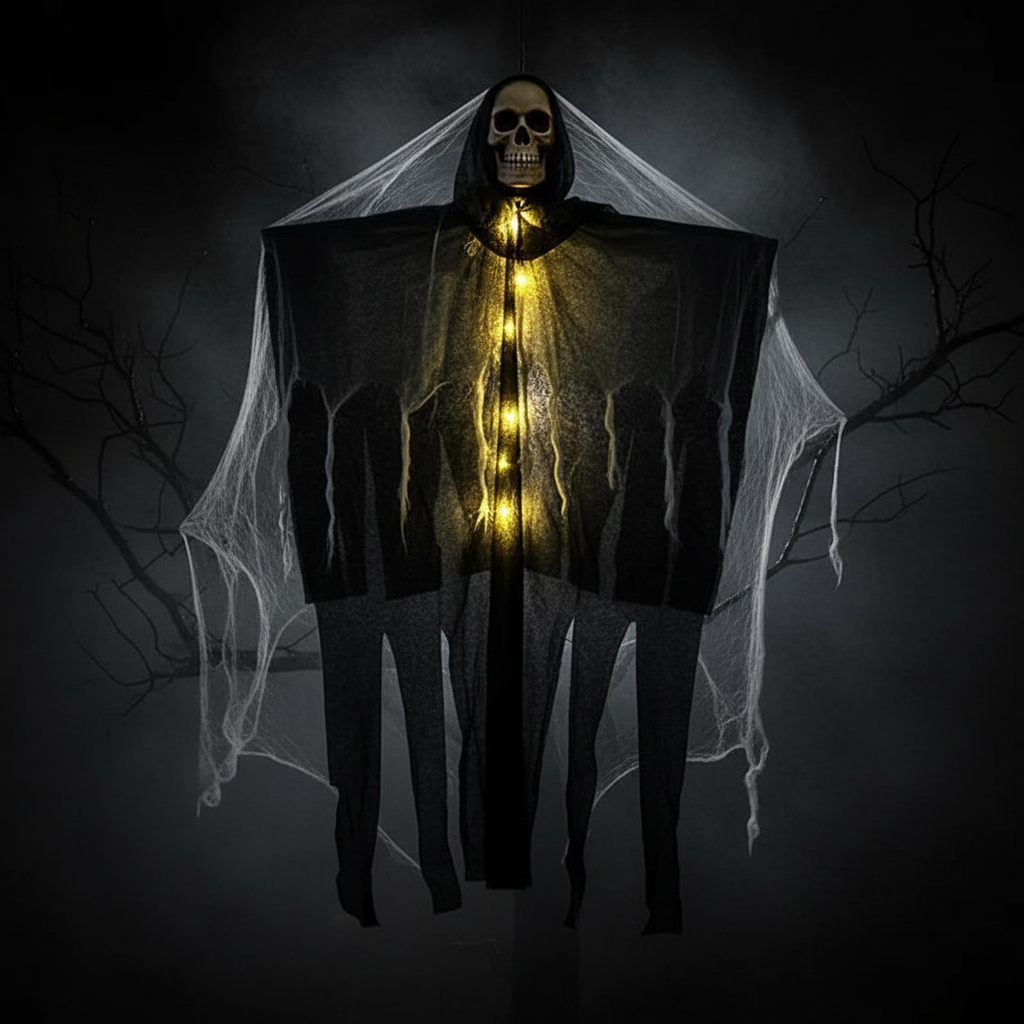 Fantôme Squelette Suspendu Halloween – Déco Lumineuse Intérieur & Extérieur
