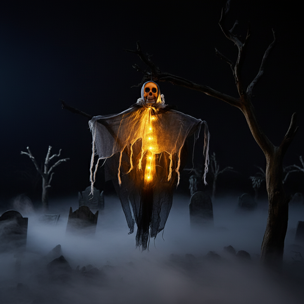 Fantôme squelette suspendu lumineux pour Halloween – Décoration intérieure et extérieure