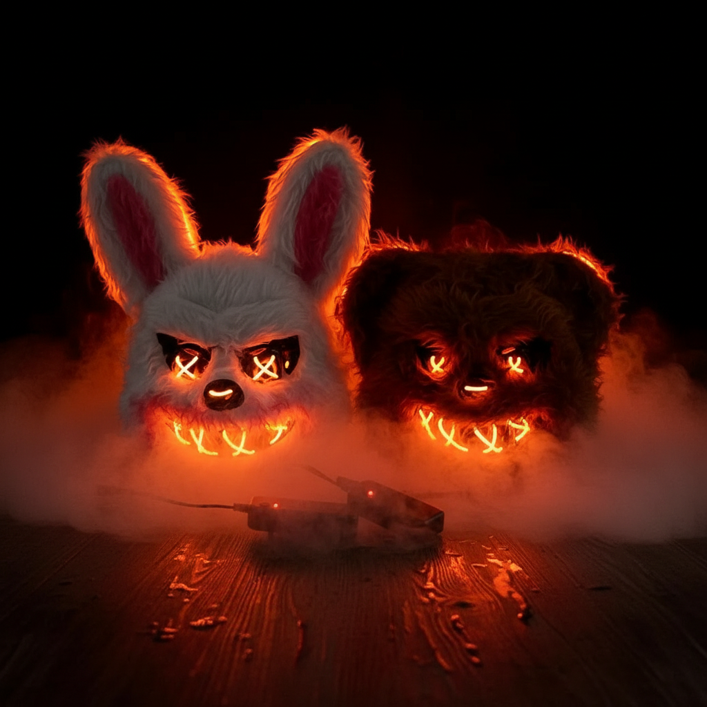 Masque Lapin & Ours LED Lumineux Halloween – Effet Horreur Cosplay